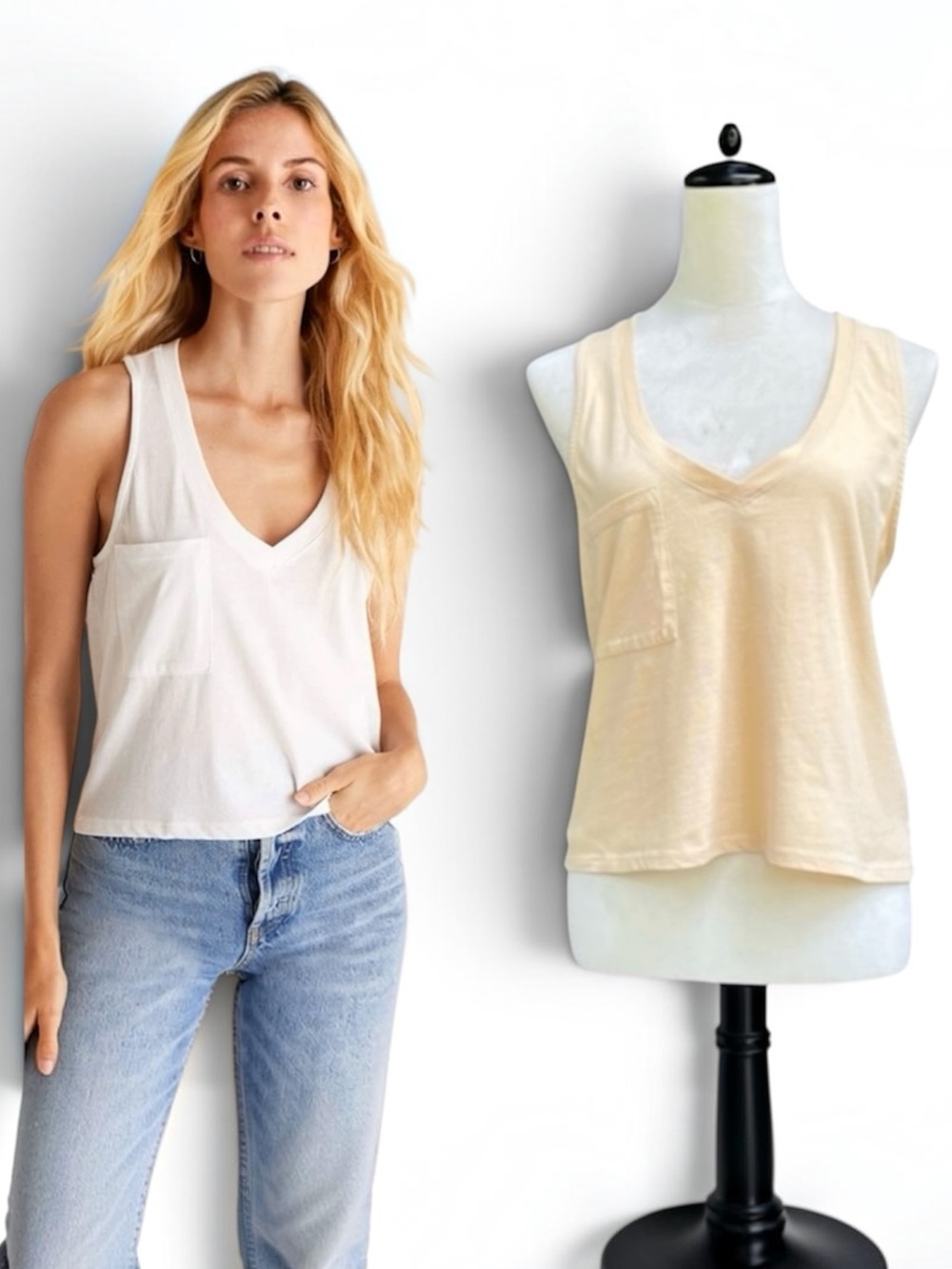 Z Supply Skimmer Pocket Tank Top V-Neck Peach Melon Size Medium